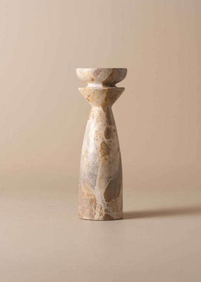 Opus Medium Marble Candle Holder | Nougat - - - Saardé - Saardé.