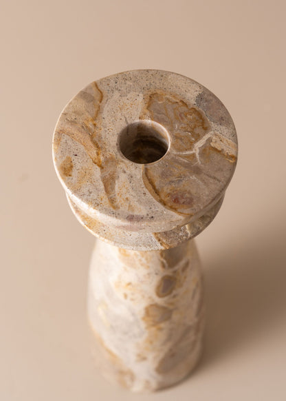 Opus Medium Marble Candle Holder | Nougat - - - Saardé - Saardé.