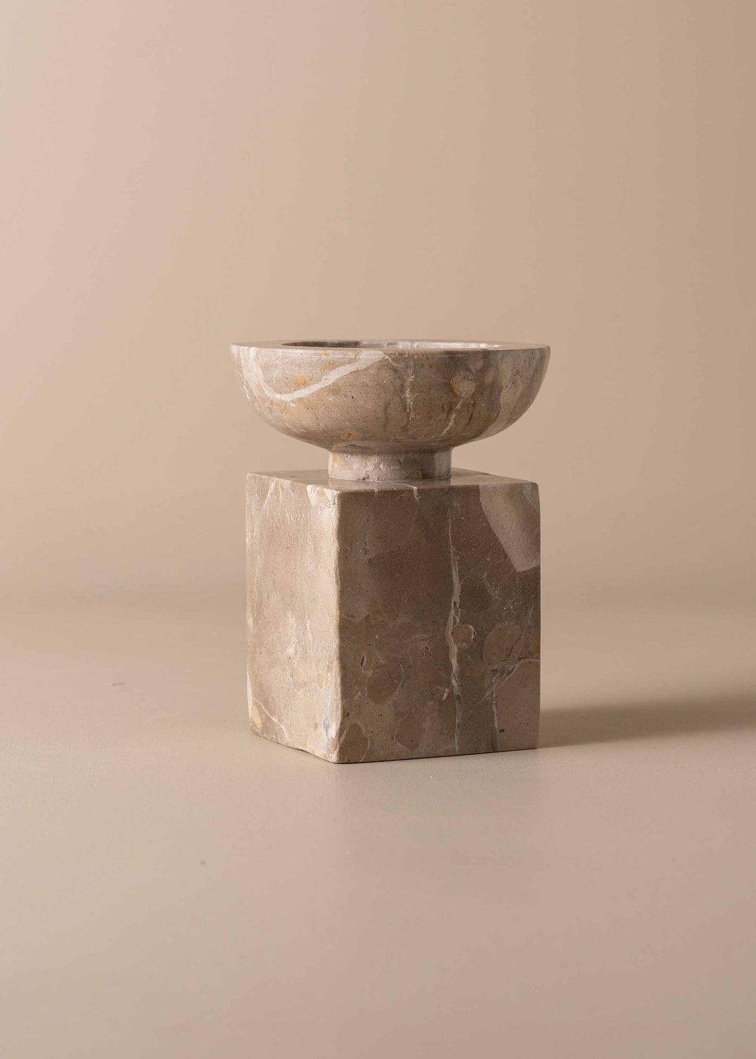 Opus Small Marble Candle Holder | Nougat - - - Saardé - Saardé.
