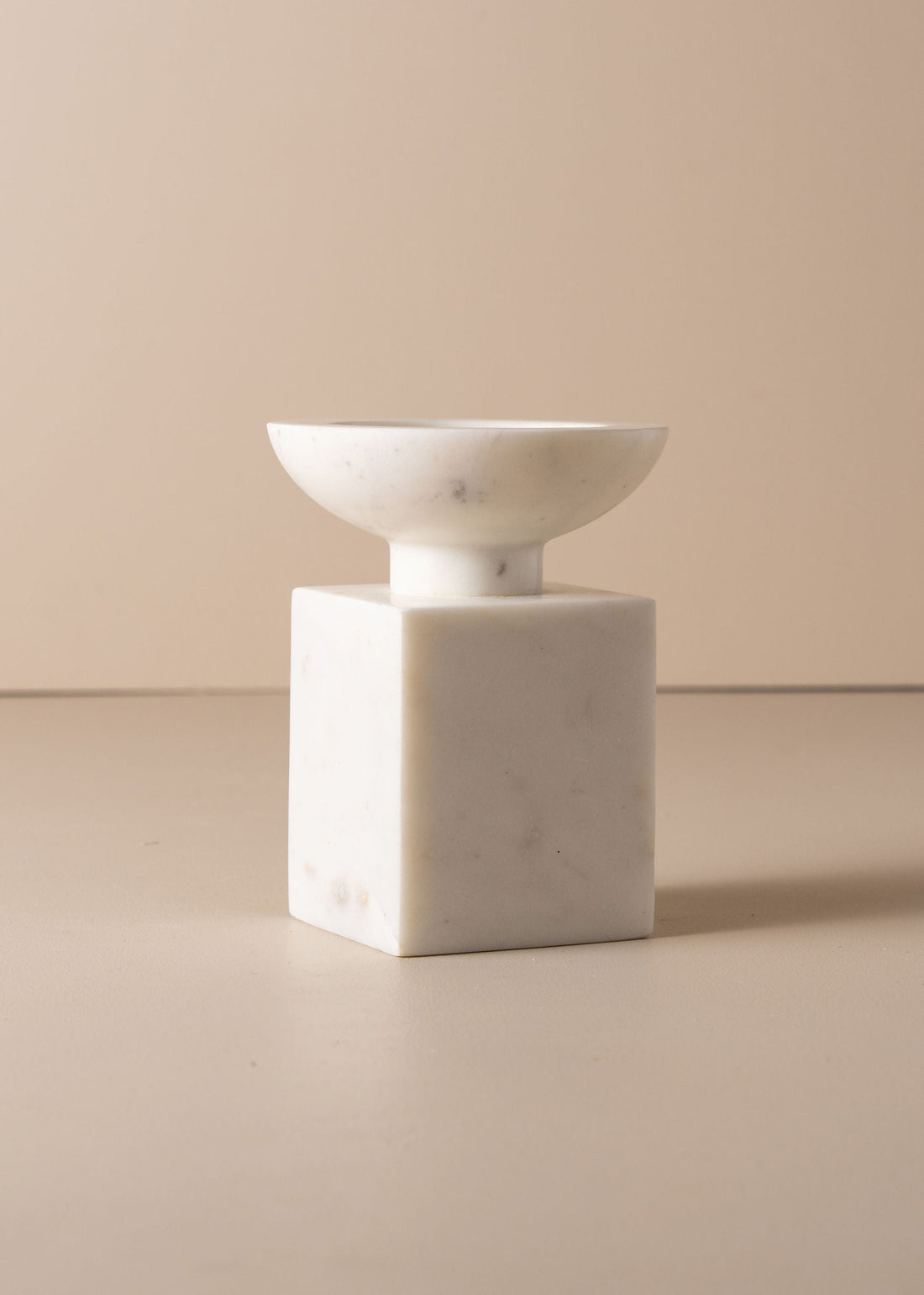 Opus Small Marble Candle Holder | White - - - Saardé - Saardé.