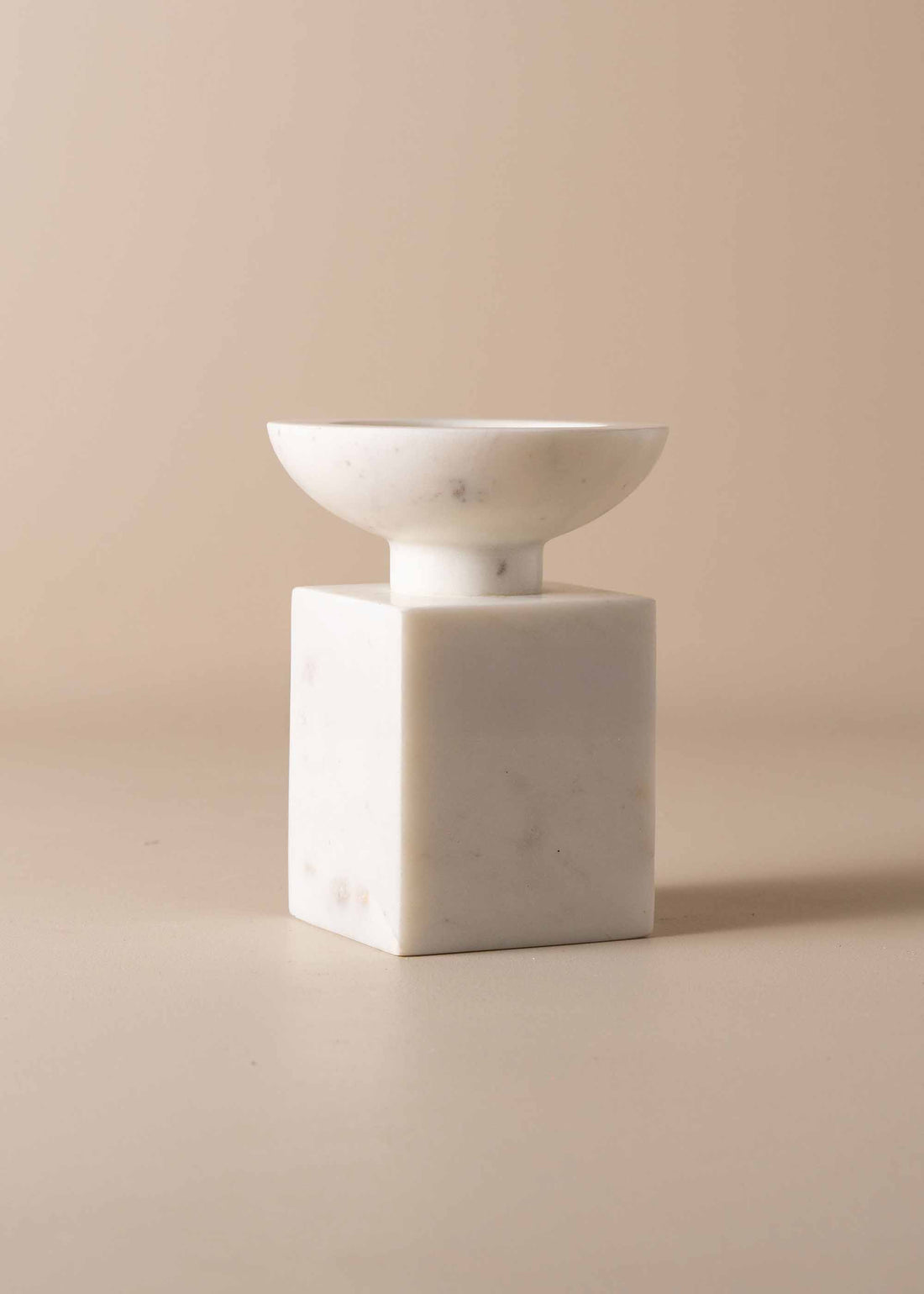 Opus Small Marble Candle Holder | White - - - Saardé - Saardé.