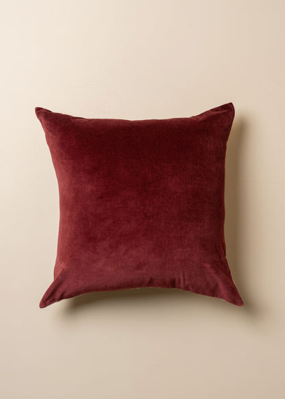 Linen/Velvet Cushion | Burgundy - Square - Square - Saardé - Saardé.