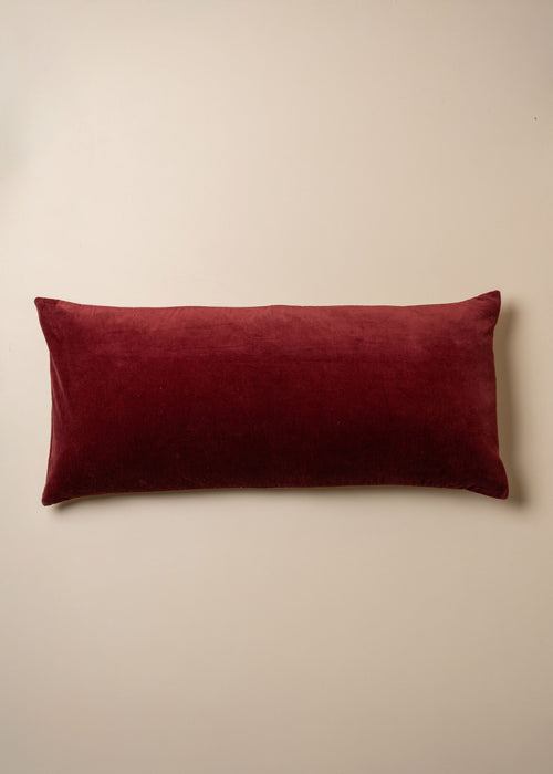 Linen/Velvet Bolster Cushion | Burgundy - - - Saardé - Saardé.