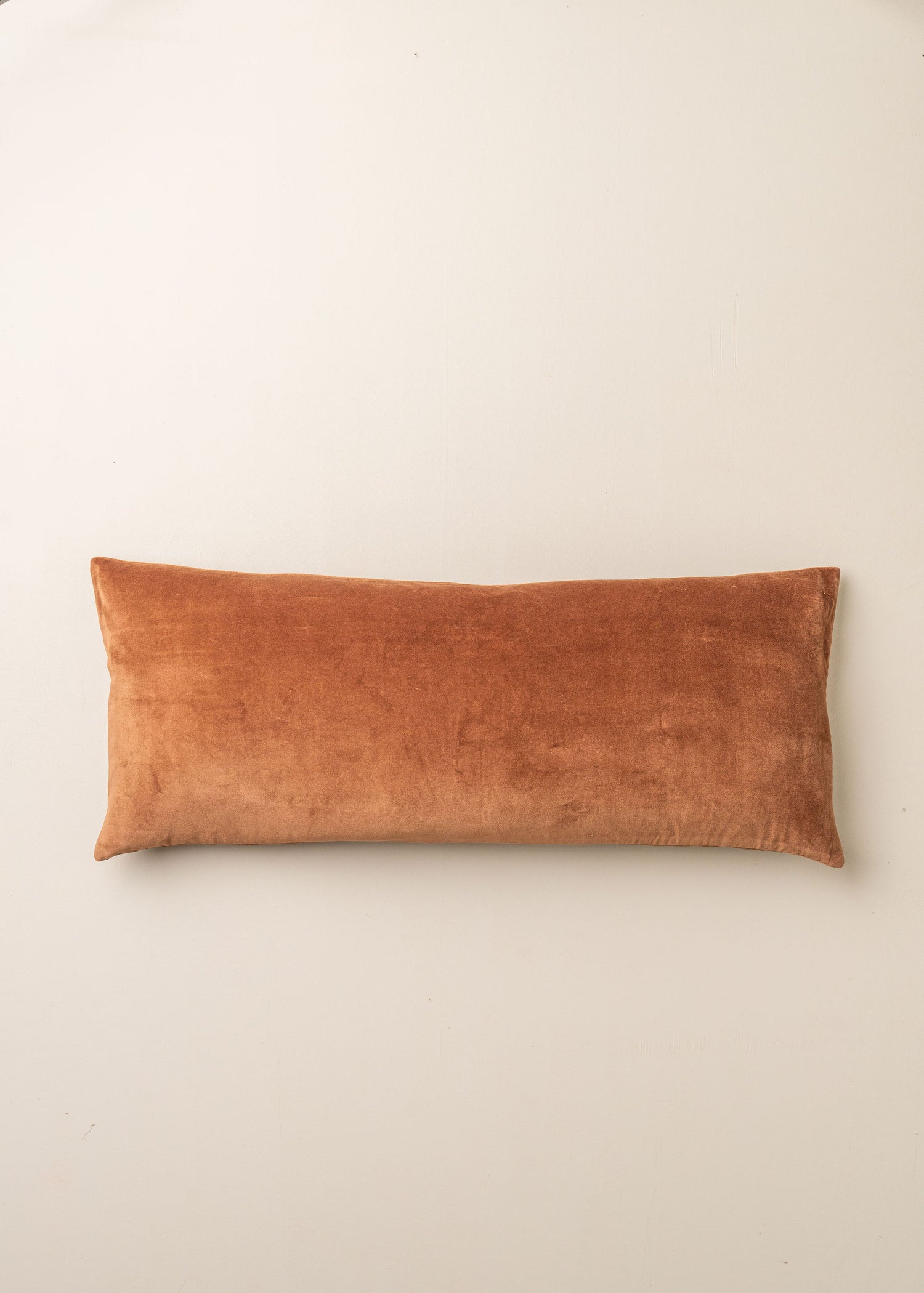Linen/Velvet Bolster Cushion | Terracotta - - - Saardé - Saardé.