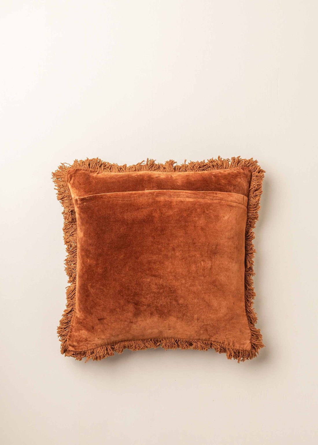 Velvet Fringed Cushion | Terracotta - - - Saardé - Saardé.