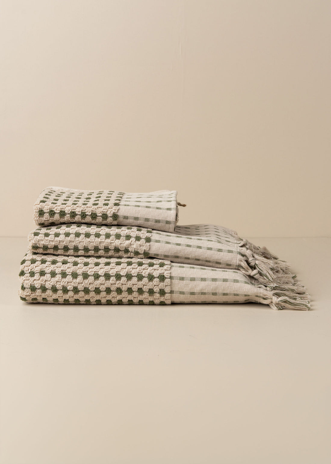 Chickpea Bath Sheet Collection - Stone/Olive -  -  - Saardé - Saardé.