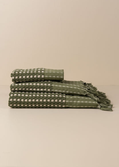 Chickpea Bath Sheet Collection - Olive/Stone -  -  - Saardé - Saardé.