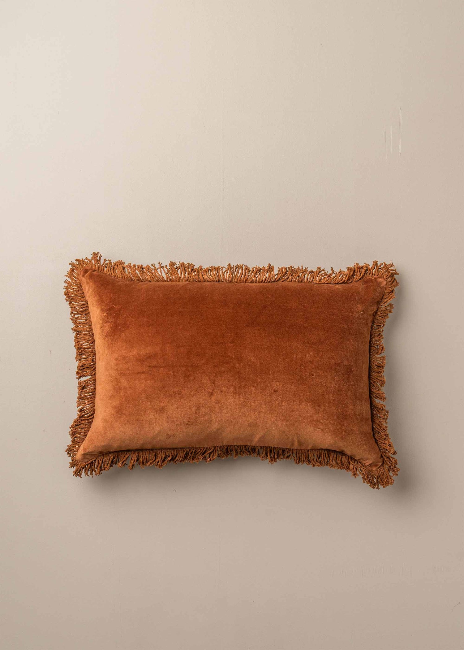 Velvet Fringed Cushion | Terracotta - - - Saardé - Saardé.