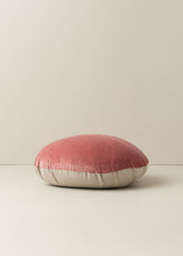 Linen/Velvet Round Cushion | Guava - - - Saardé - Saardé.