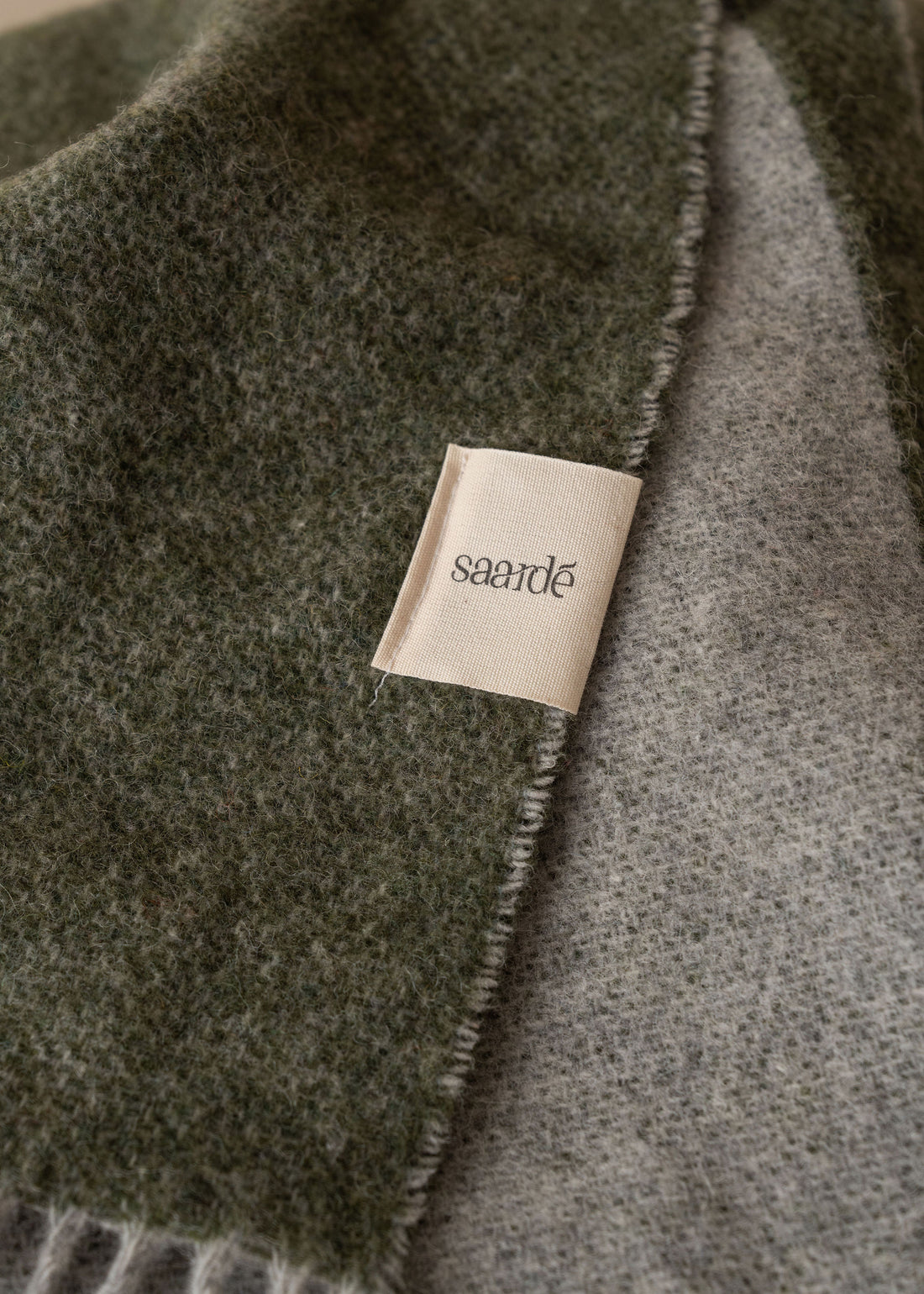 Merino Wool Throw | Olive/Grey - - - Saardé - Saardé.