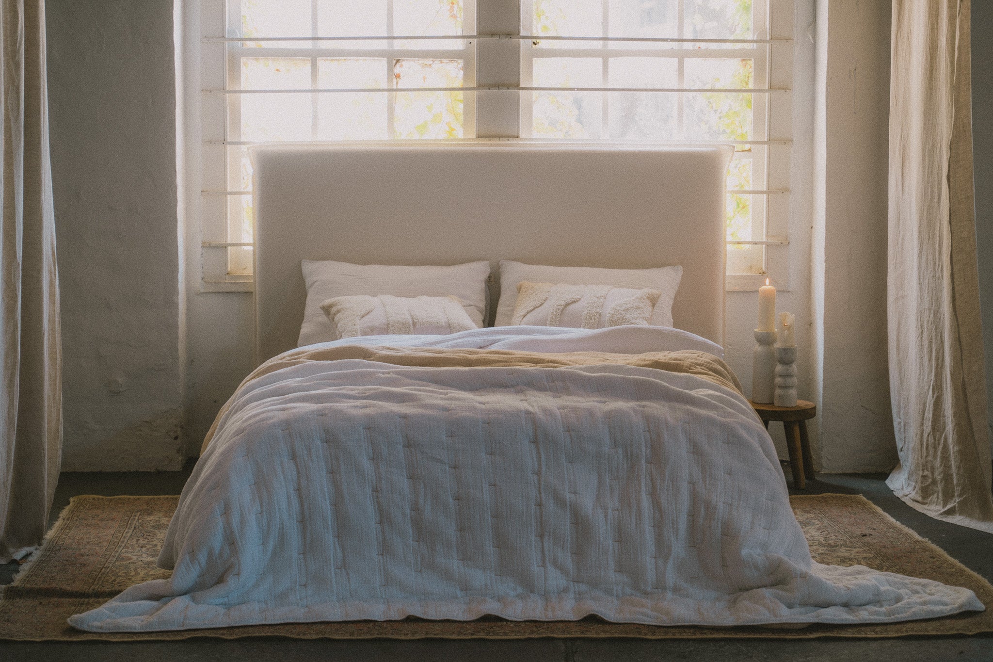 Enes Quilted Bed Cover | White - - - Saardé - Saardé.