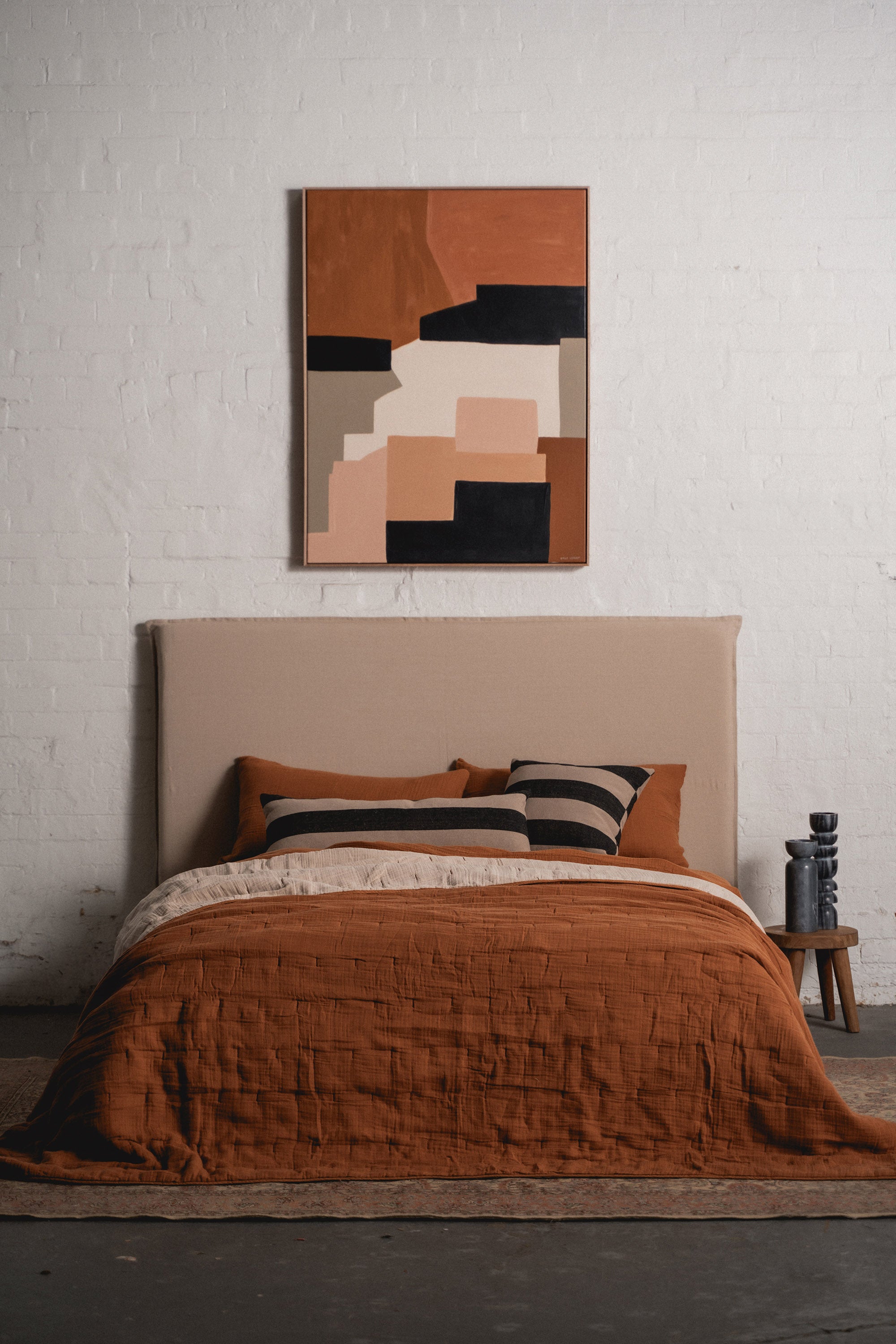 Enes Quilted Bed Cover | Terracotta - - - Saardé - Saardé.