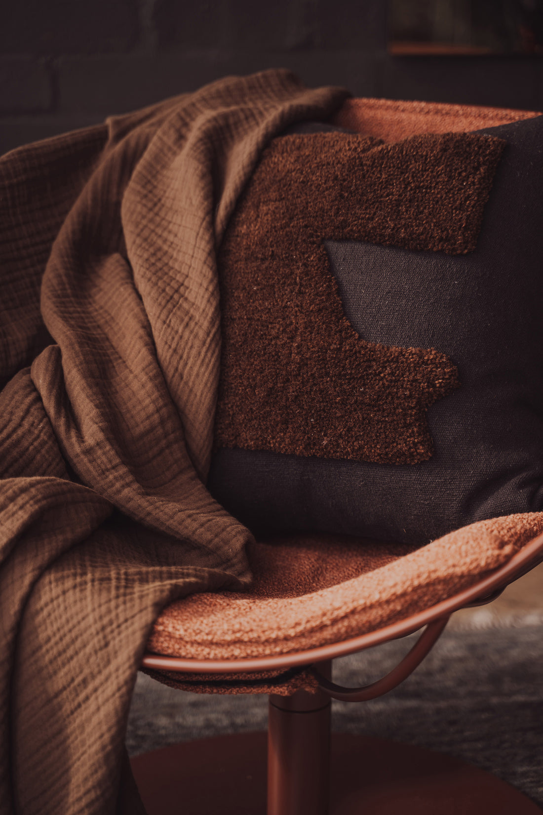 Abstract Square Cushion | Black/Chocolate - - - Saardé - Saardé.