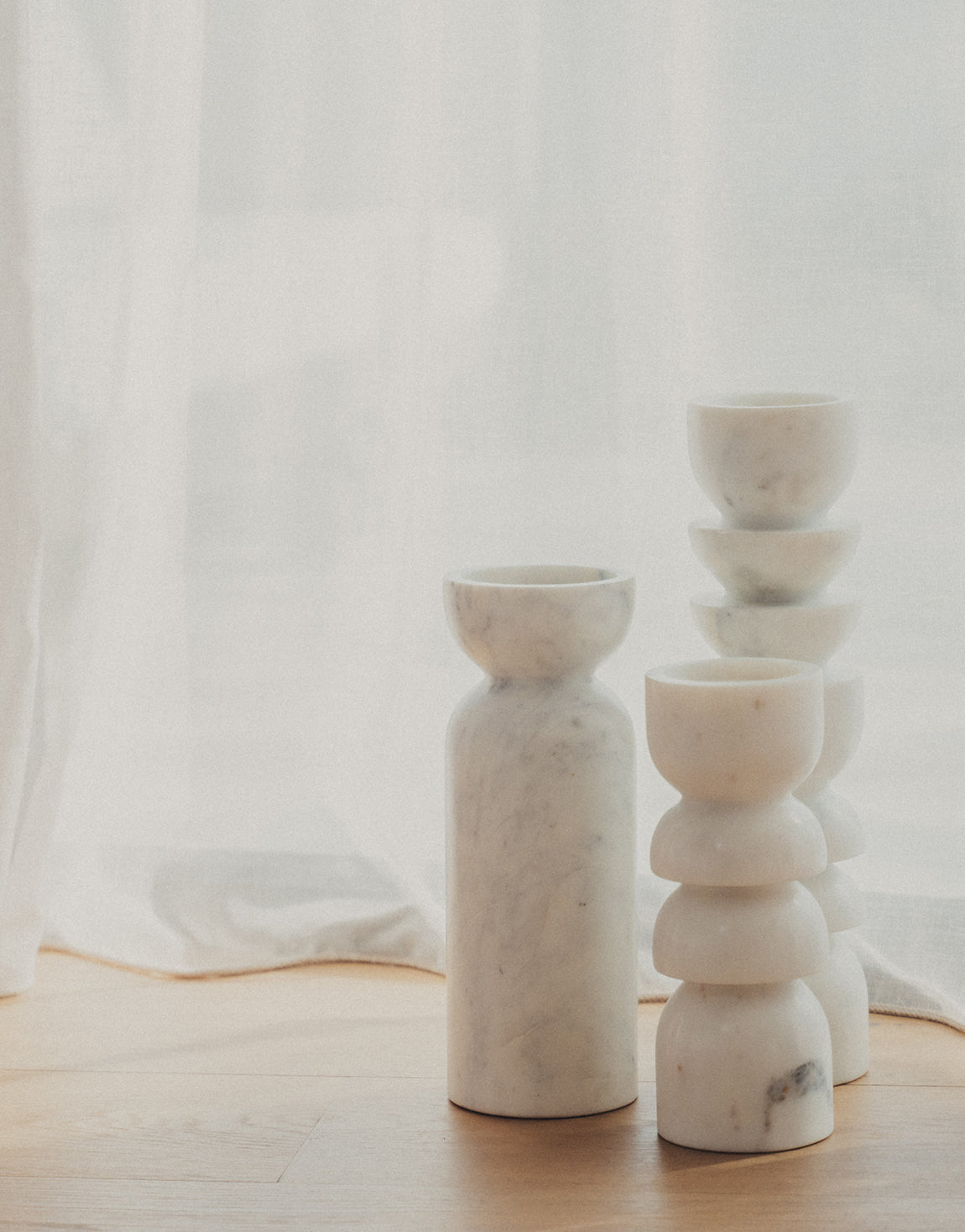 Toulin Marble Candle Holder | White -  -  - Saardé - Saardé.