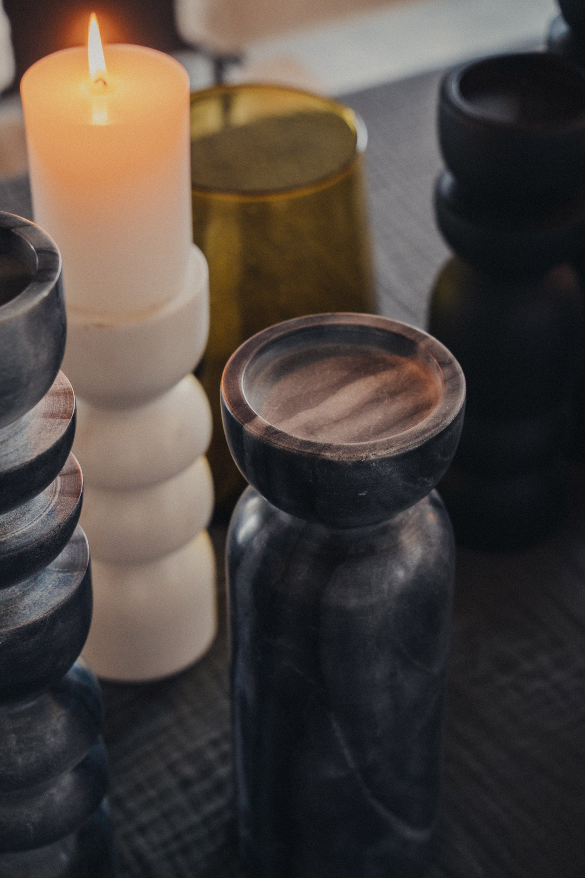 Toulin Candle Holder | Marble Black -  -  - Saardé - Saardé.