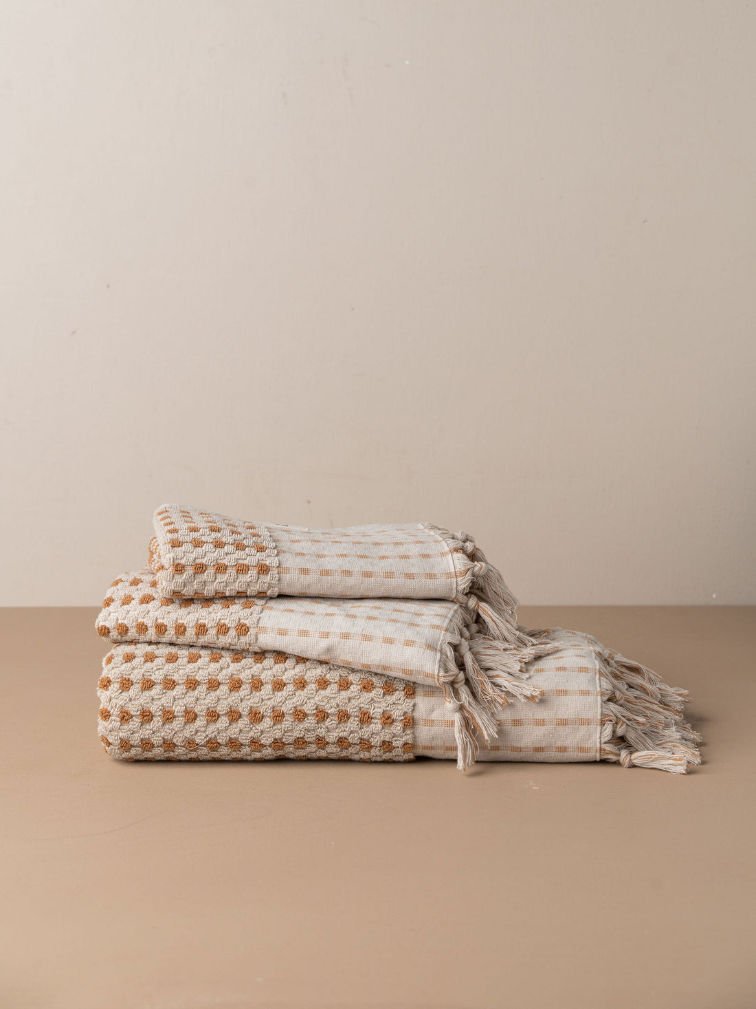 Chickpea Bath Sheet Collection - Stone/Terracotta -  -  - Saardé - Saardé.