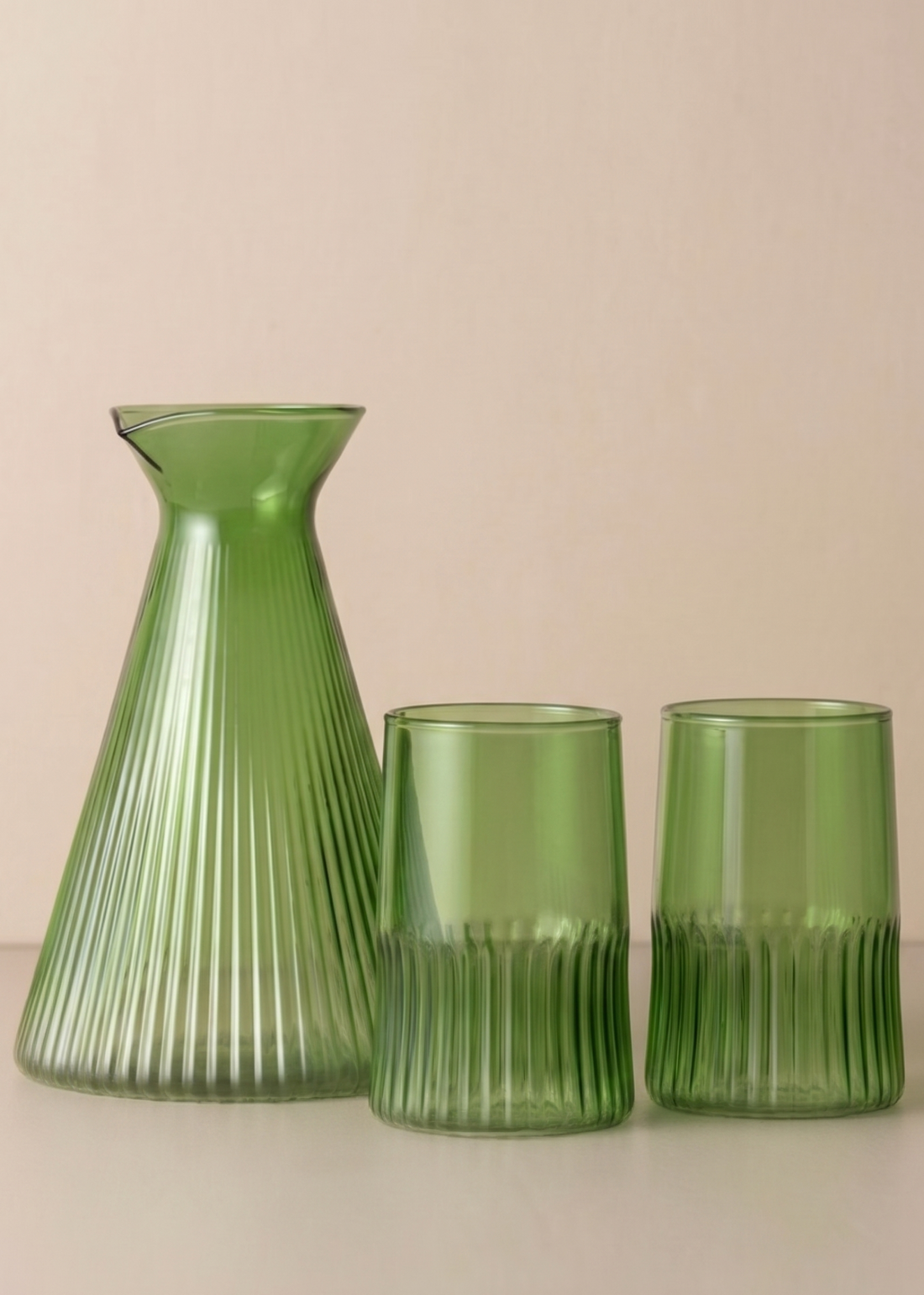 Kairos Angular Carafe Set 2 | Large | Green - - - Saardé - Saardé.