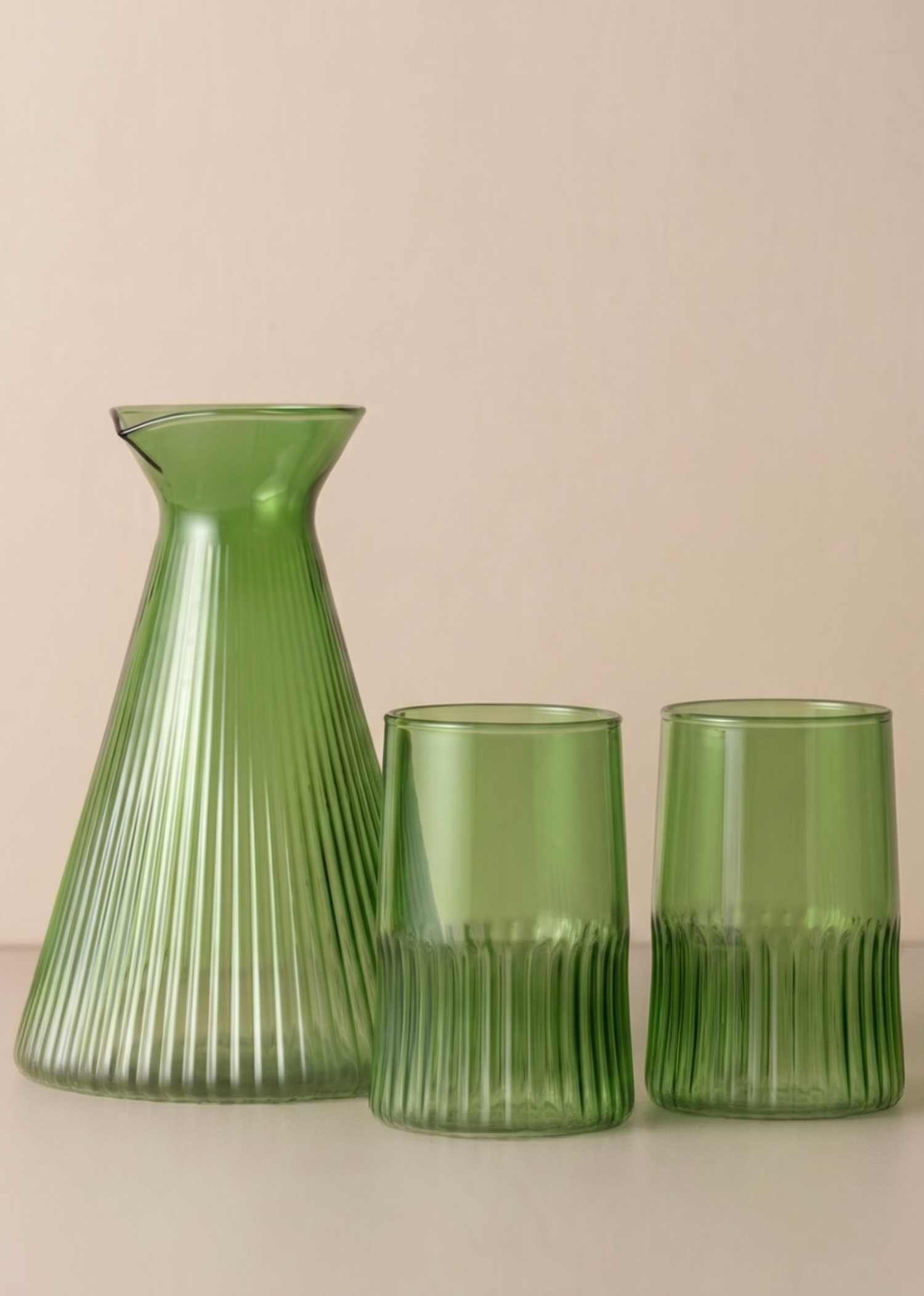 Kairos Angular Carafe Set 2 | Large | Green - - - Saardé - Saardé.