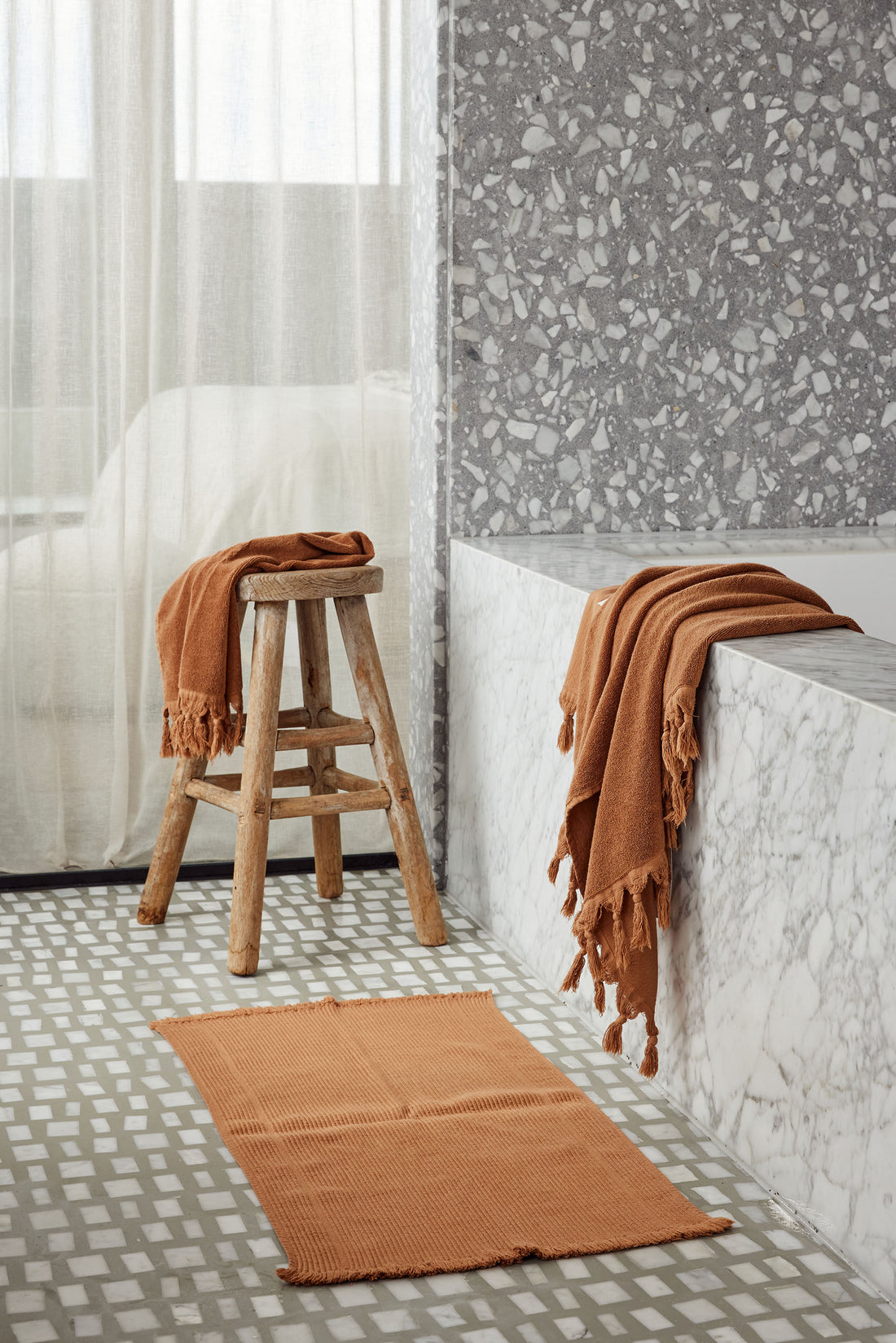 Vintage Wash Bath Sheet Bundle - Terracotta -  -  - Saardé - Saardé.