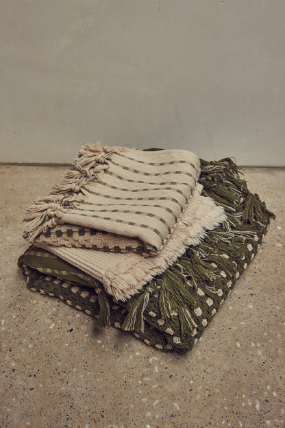 Chickpea Bath Sheet Collection - Stone/Olive -  -  - Saardé - Saardé.