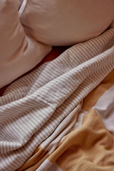 Linen Quilted Bed Cover | Natural Stripe | Single -  -  - Saardé - Saardé.