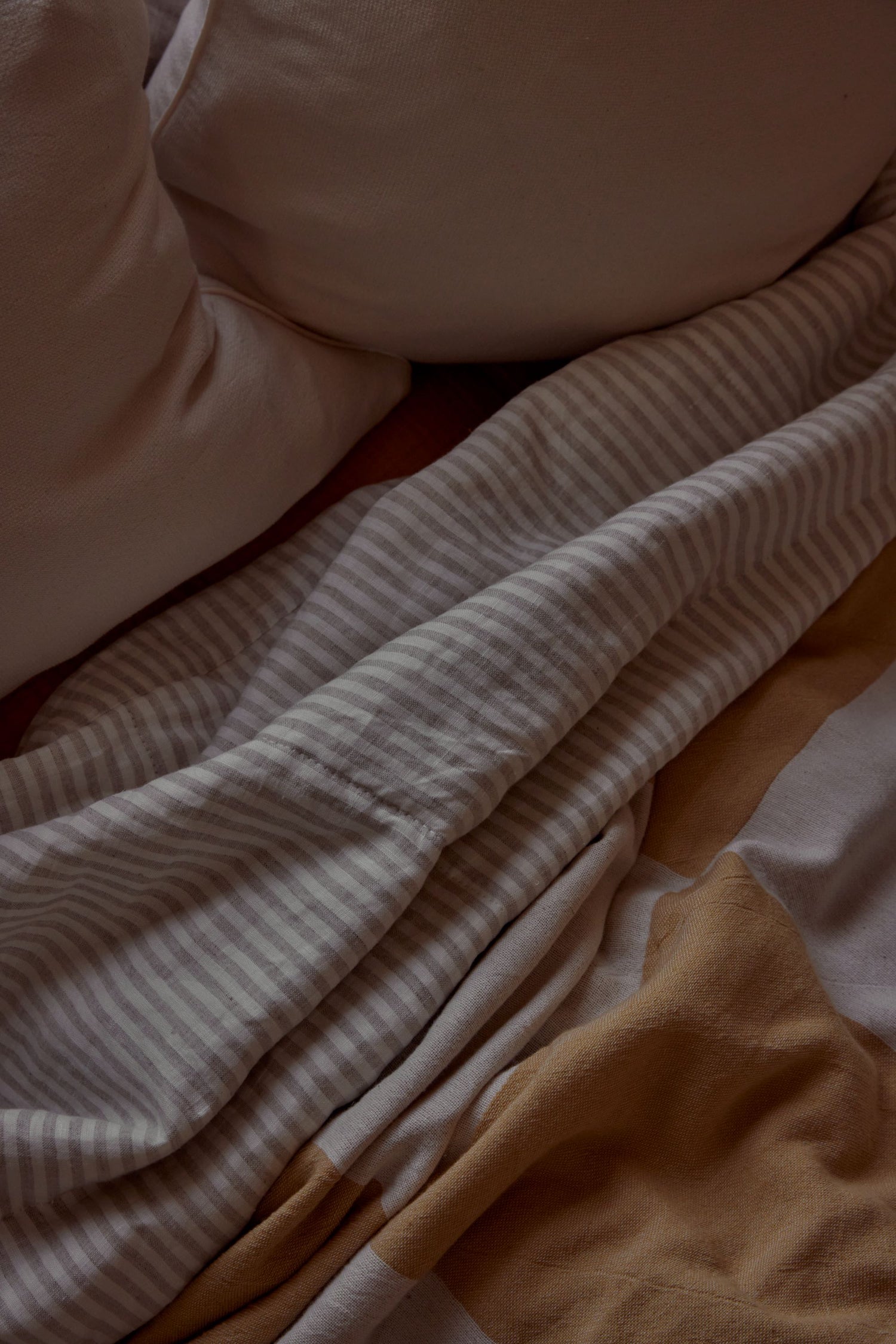 Linen Quilted Bed Cover | Natural Stripe -  -  - Saardé - Saardé.