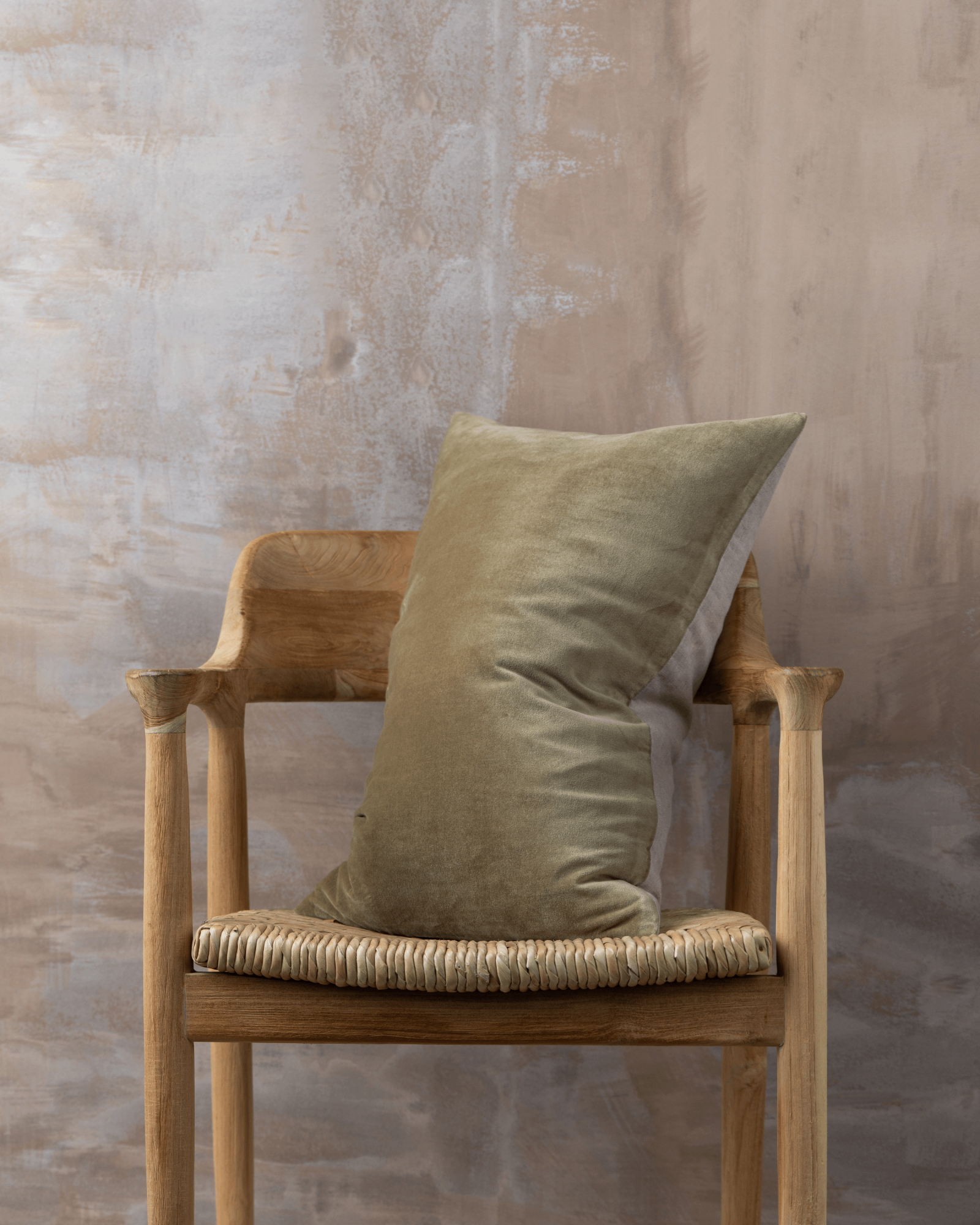 Linen/Velvet Cushion Range | Olive - Lumbar - Lumbar - Saardé - Saardé.