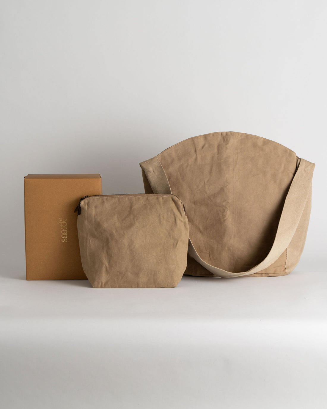 For self: tote bag + makeup bag - Clay Tote Bag + Clay Makeup Bag - Clay Tote Bag + Clay Makeup Bag - Saardé - Saardé.