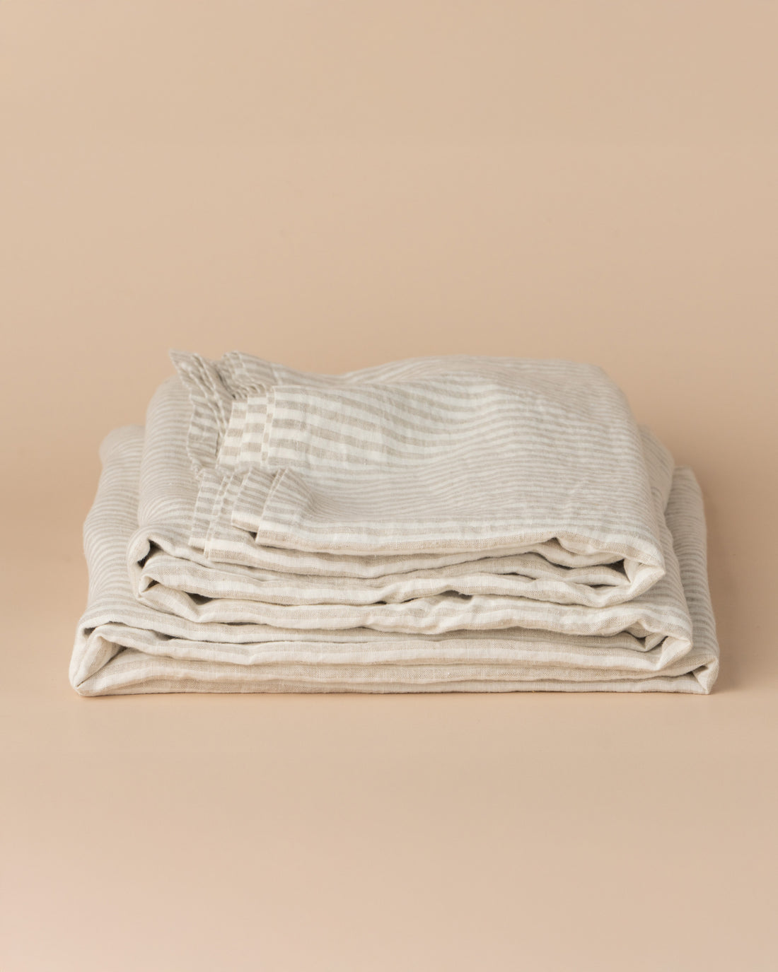 Linen Flat Sheet | Natural Stripe