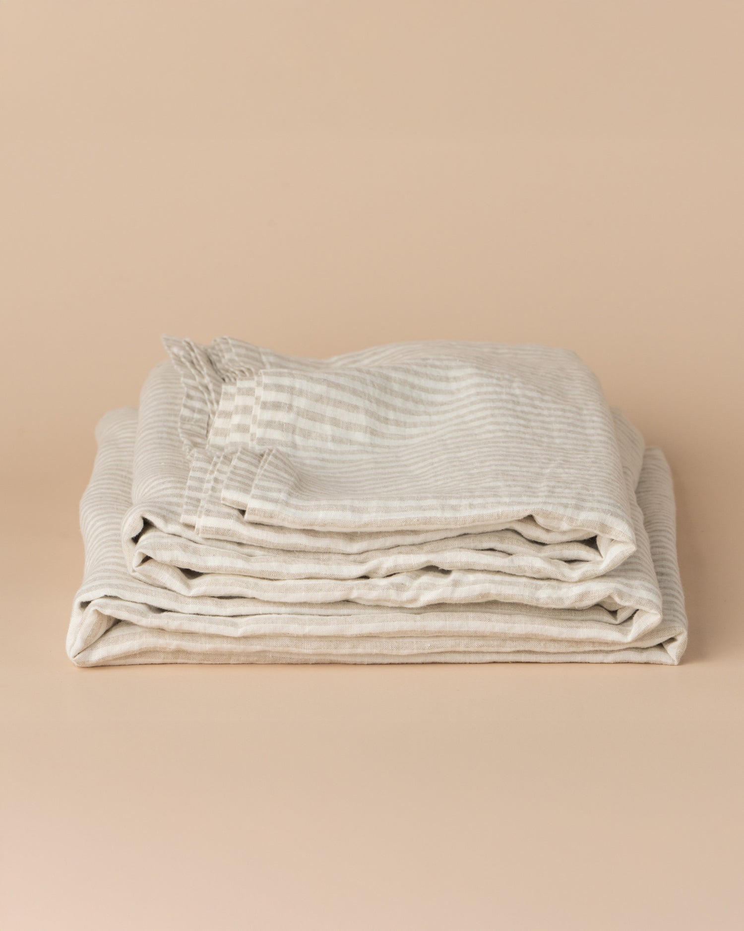 Linen Flat Sheet | Natural Stripe - - - Saardé - Saardé.