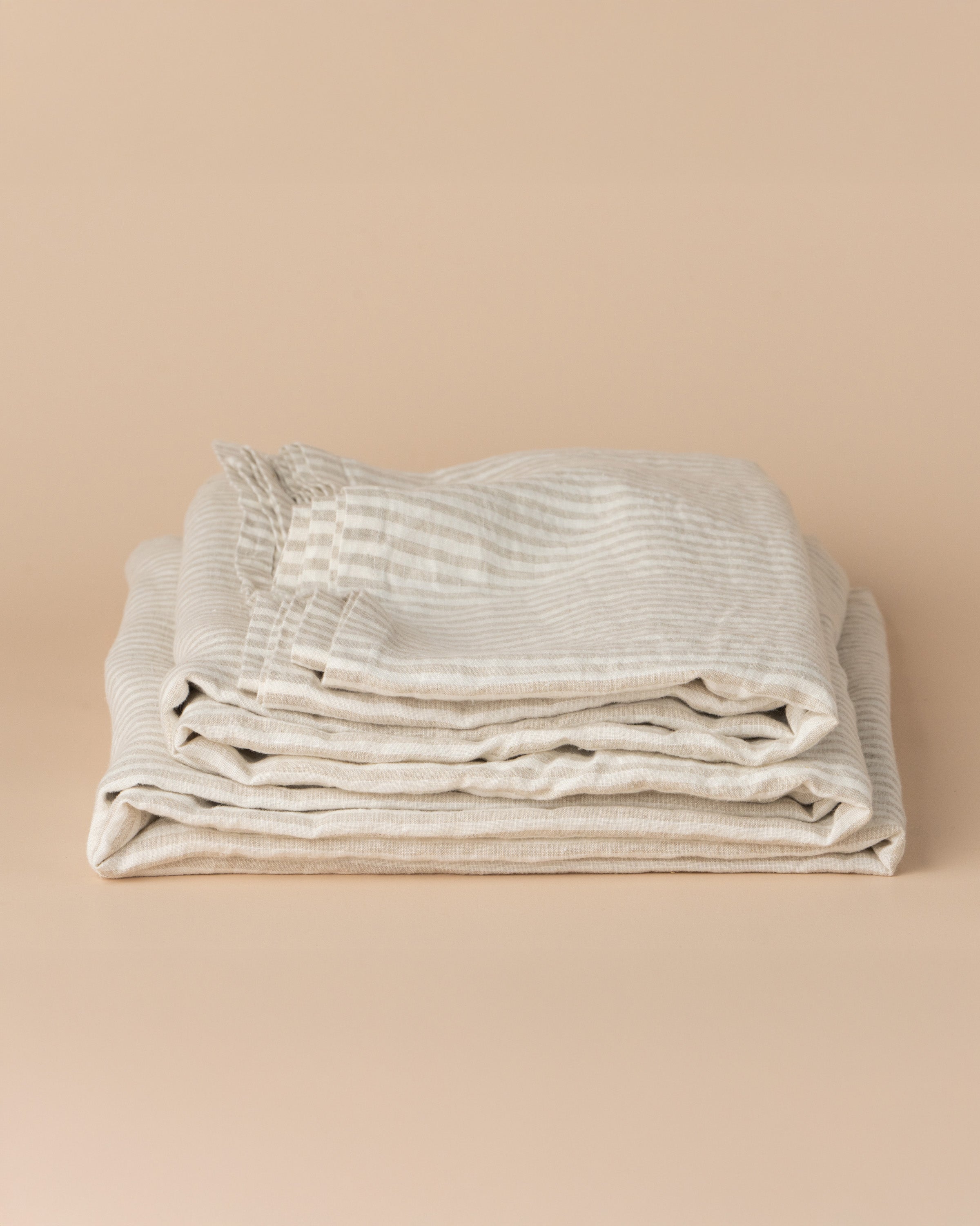 Linen Flat Sheet | Natural Stripe - - - Saardé - Saardé.
