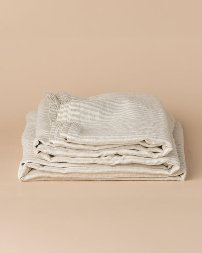 Linen Flat Sheet | Natural Stripe - - - Saardé - Saardé.