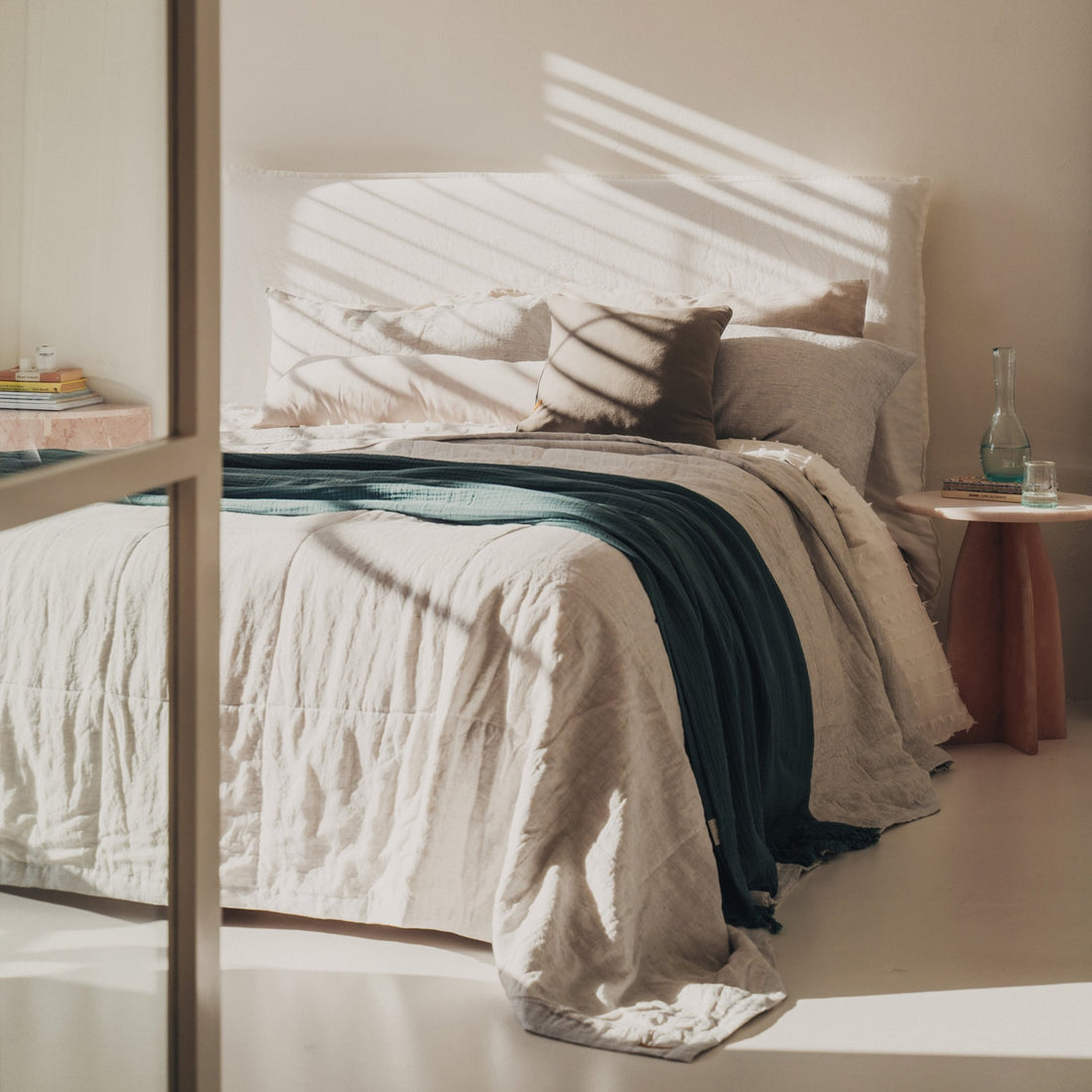 Linen Quilted Bed Cover | Pin Stripe -  -  - Saardé - Saardé.