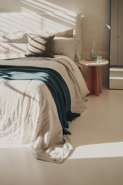 Linen Quilted Bed Cover | Pin Stripe -  -  - Saardé - Saardé.