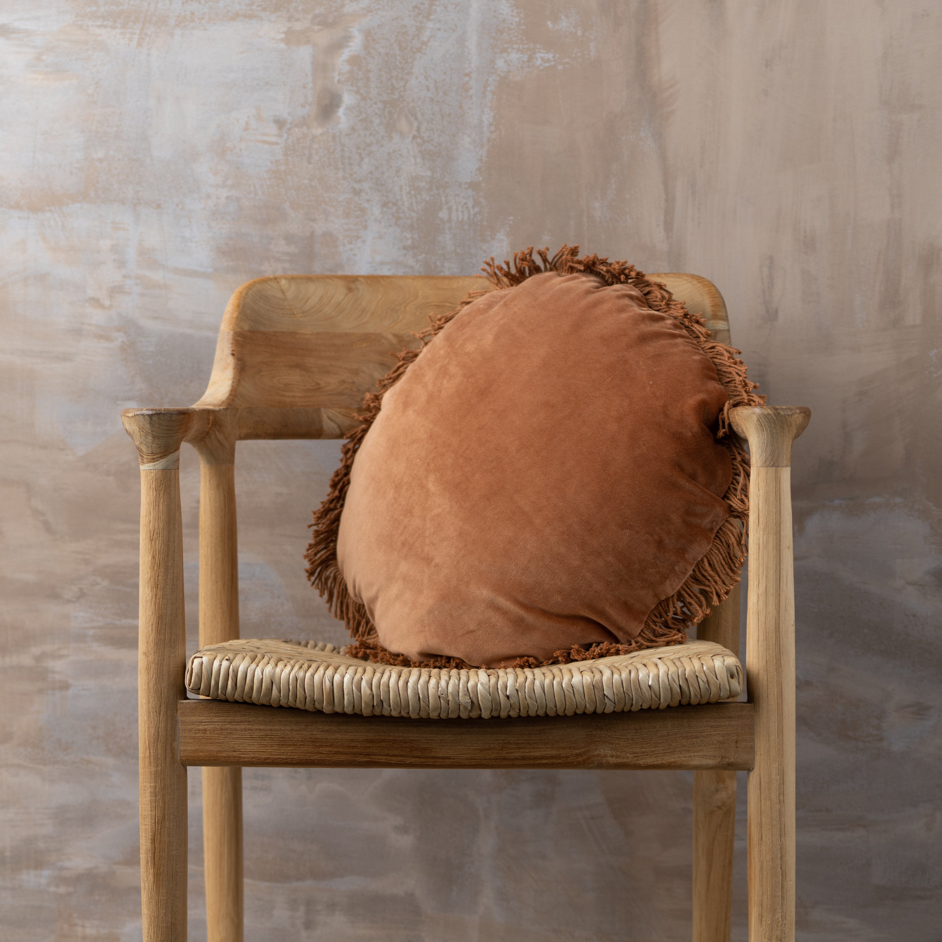 Velvet Round Cushion | Terracotta - Round (With Feather Insert) - Round (With Feather Insert) - Saardé - Saardé.