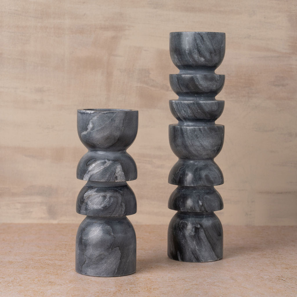 Alev Marble Candle Holder | Black - Small - Small - Saardé - Saardé.