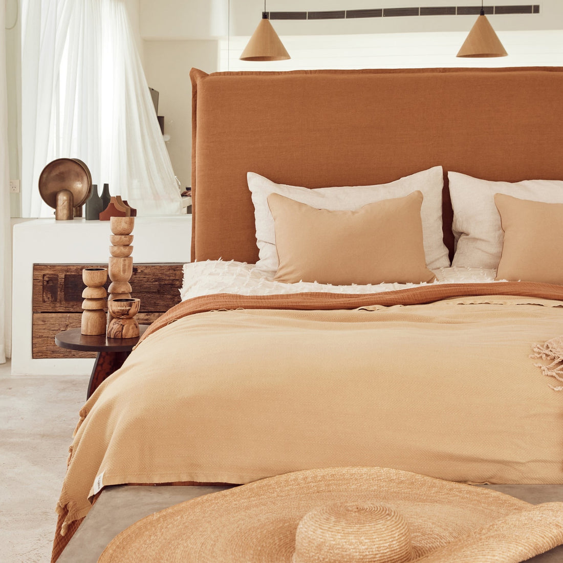 Sanctuary Linen Bed Head with Slipcover | Nutmeg - - - Saardé - Saardé.
