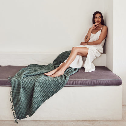 Corfu Cotton Throw | Tuscan Green -  -  - Saardé - Saardé.