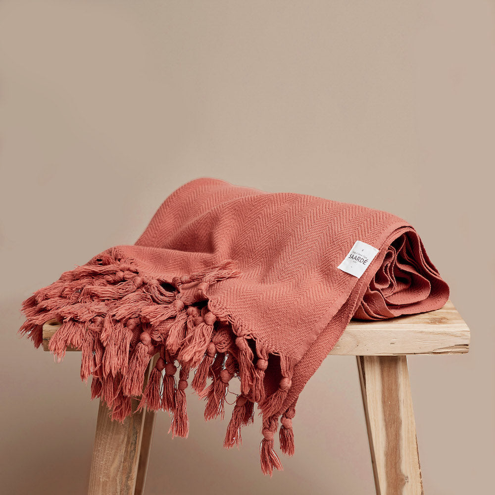 Vintage Wash Cotton Blanket | Rosewood -  -  - Saardé - Saardé.